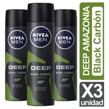 Desodorante Nivea Deep Black Carbon Amazonia 150ml Pack X 3