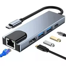 Hub Adaptador Usb Tipo C 5 En 1 Hdmi 4k Usb 3.0 Mac Window Otros