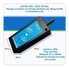 Leitor Rfid Usb 125khz - Lê Cód Abatrack 14 Dígitos