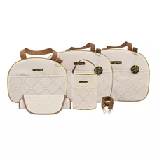 Kit 3 Bolsas G Saída Maternidade Bebê + Acessórios P/ Mamãe Cor Bege Pérola 801916