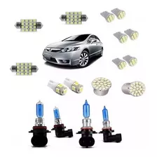 Kit Lampadas Super Branca Farol + Led Honda New Civic