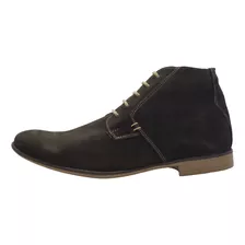 Bota De Piel Hombre 3711 Gamuza Clásicos Agujetas Artesanal