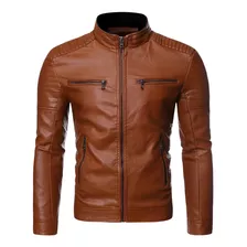 Chaqueta De Cuero Para Motocicleta Con Cuello Alto 9742