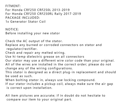 Estator Para Honda Crf250l La Rl Rla 13-19 Foto 9