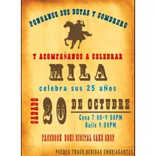 Invitación Digital Imprimible Tema Vaquero