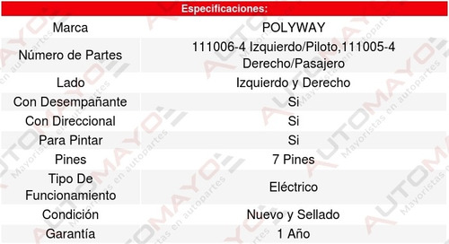 Kit 2 Espejos (de Calidad) Peugeot 308 15-16 Polyway Foto 3