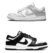 Kit 2 Pares Tênis Nike Sb Dunk Low Preto + Cinza Promoção