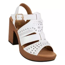 Sandalia Casual Tacon Mujer Blanco Lady One 08604001