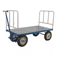 Carro Plataforma 800kg Com Tampo Em Aço Com Grade Pla800g Fe