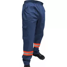 Kit 22-calça De Uniforme Brim Com Faixa Refletiva Laranja 