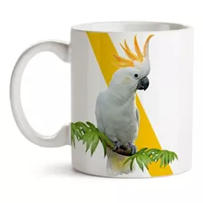 Caneca Pássaro Cacatua 325ml Cerâmica + Caixa Presente