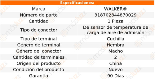 1- Conector Sensor Iat Dynasty 2.5l 4 Cil 1988/1989 Walker Foto 4