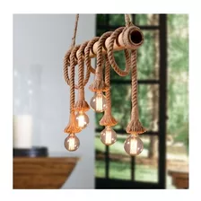 Lampara Colgante Vintage Bambu Decorativa 6 Boquillas Led