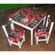 Juego De Sillas Y Mesa Infantil Reforzada Y Tapizado.fabrica