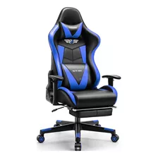Cadeira Escritório Gamer Ergonômica Reclinável C Massageador Cor Azul