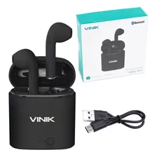 Fone De Ouvido Preto Com Estojo De Recarga Bluetooth Vinik