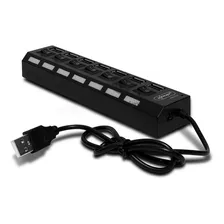 Multiplicador De Entradas 7 Portas Usb On/off Led Cor Preto