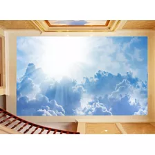 Adesivo De Teto Céu Azul Nuvens Dia Manhã Sol M² Rof15