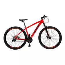 Bicicleta Aro 29 Ksw Alumínio 24 Vel Freio A Disco Mec Mtb Cor Vermelho Ferrari Com Preto Tamanho Do Quadro 19