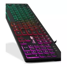 Teclado Gamer Knup Kp-2060 Qwerty Cor Preto Com Luz Rgb Ptbr