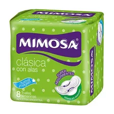 Toallitas Femeninas Mimosa Clásica Con Alas 8 Unidades