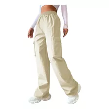 Pantalones Cargo Holgados Pierna Recta Y Bolsillo Con Solapa