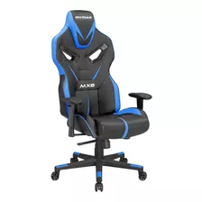 Cadeira De Escritório Mymax Mx8 Gamer Preto E Azul Com Estofado Em Tecido Sintético