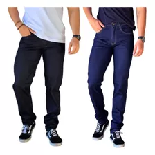 Kit 2 Calça Jeans Masculina Tradicional Com Elastano Reta 