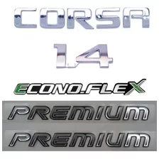 Kit Emblemas Corsa Premium 1.4 Econoflex Verde