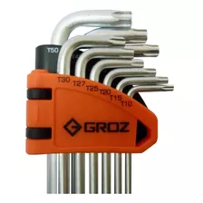 Juego De Llaves Torx Largas T10 - T50 Groz Aln/tx-tx/9lgrz