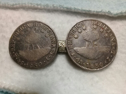 Dos Monedas En Yunta 4 Soles Bolivia 1830 