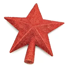 Estrela Ponteira Árvore Natal 15cm Vermelha/dourado Brilho