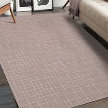 Tapete Para Sala Moderno Antslip Napoli 1,32m X 2,50m Top Cor Bege Desenho Do Tecido Geométrico