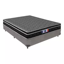 Cama + Box Casal Cinza Colchão Resistente D28 Comfort Prime