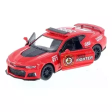 Carrinho Miniatura De Ferro Camaro Bombeiro Fricção Coleção Cor Vermelho