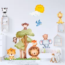 Adesivo De Parede Infantil Bebê Safari Menino Quarto S40