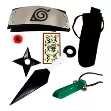 Kit Naruto Colar Tsunade Bandana Porta Kunai Anel K233