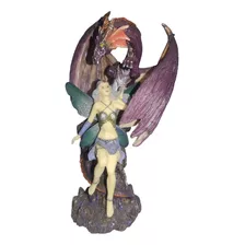 Figura Mujer Ninfa Elf Hada Y Dragon Nórdico Celta Wicca