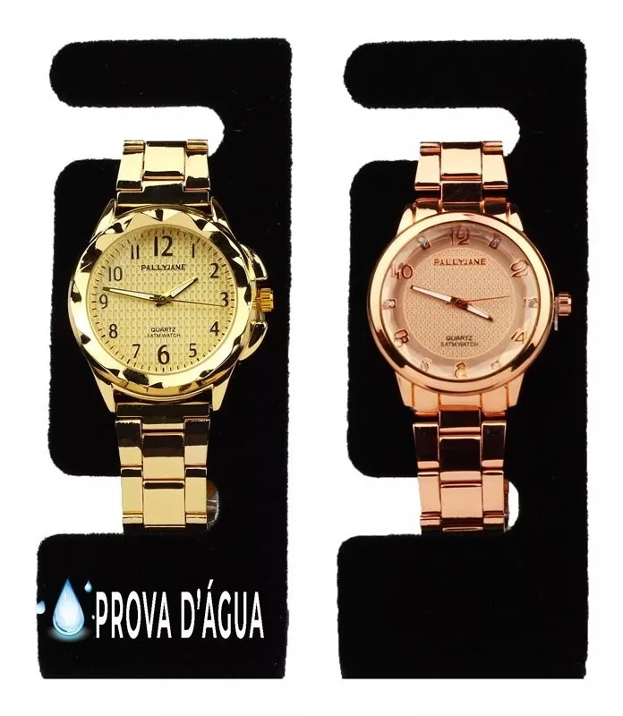 2 Lindo Relógios Feminino Aço Prova Dágua Original Pallyjane