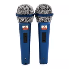 2 Microfones Profissional Dinamico Com Fio Prata Wg-2008