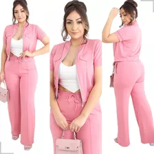 Look Completo Moletinho Laranja Casaco E Pantalona Chic