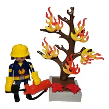 Playmobil 9093 Special Plus Arbol Prendido Fuego Bomberos 