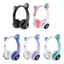 Audifonos Led Inalambricos Gato Diadema Luz Bluetooth Musica