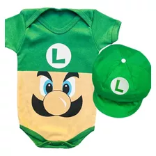 Body Bebê Luigi Com Boina Temático Mesversário 