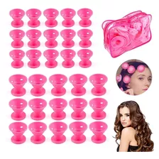 30pcs Pink Magic Hair Rollers Set Rolos De Cabelo De Silicon