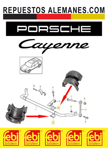 Goma Barra Estabilizadora Delantera Porsche Cayenne 37mm Foto 2