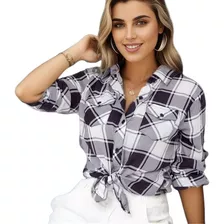 Camisa Feminina Xadrez Country Festa Junina Rodeio Viscose 