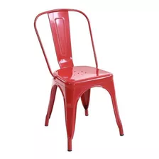Cadeira Fixa Design Tolix Metal Pelegrin Pel-1518 Vermelha Cor Da Estrutura Da Cadeira Vermelho Cor Do Assento Vermelho