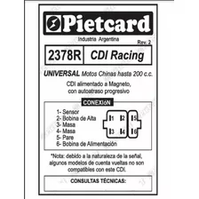 Cdi Racing Autoatraso A Magneto Universal 200cc Pietcard