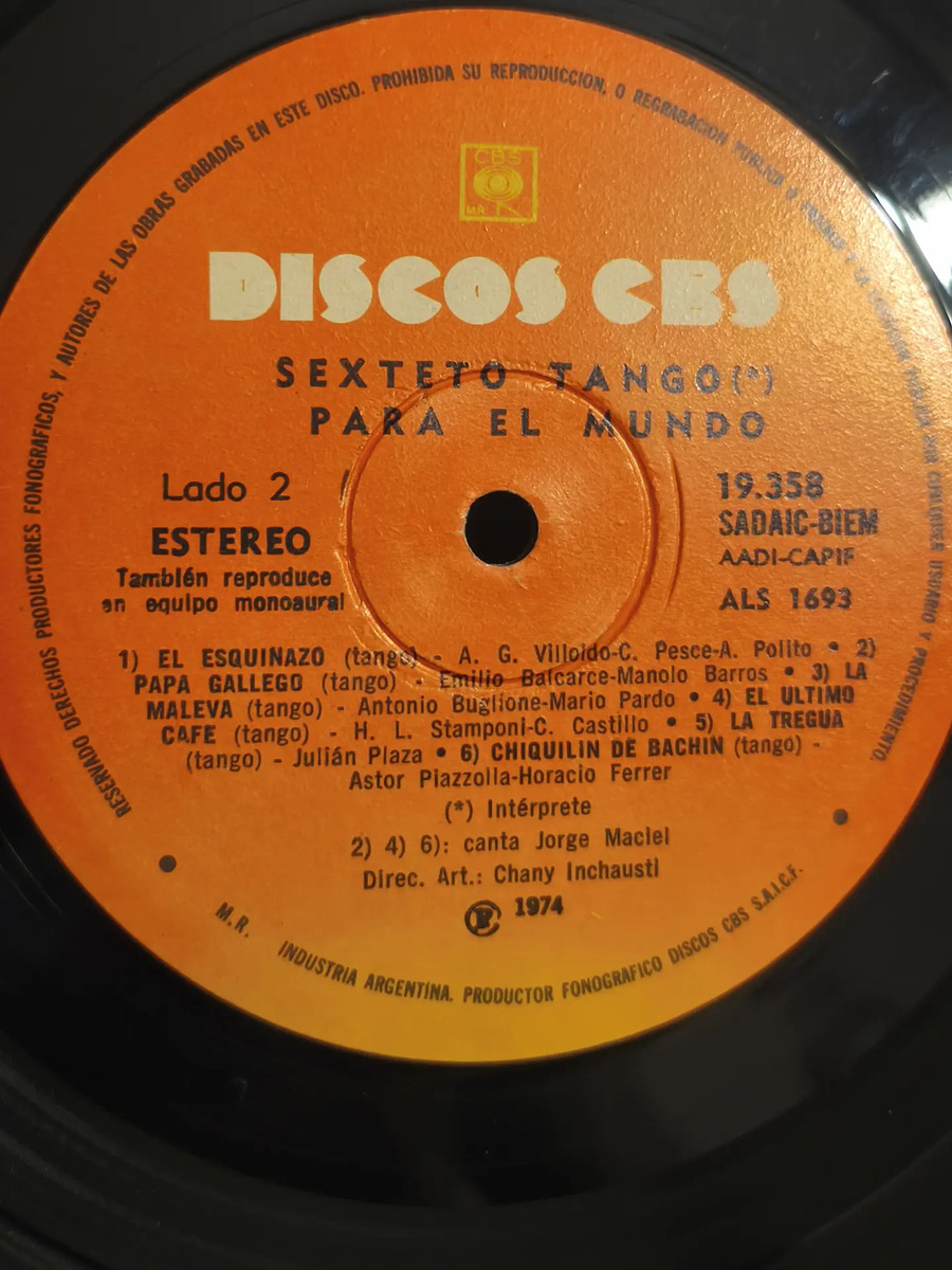 Sexteto Tango - Para El Mundo - vinilo 1970